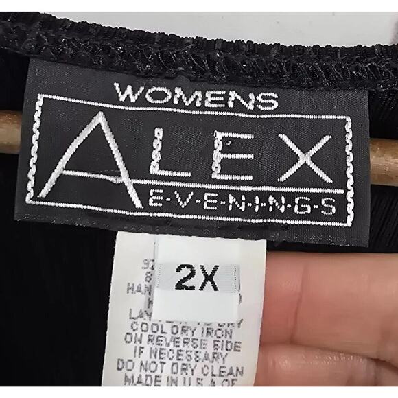 Alex Evening Shirt Womens 2X Black Short Sleeve Blouse Twist Glitter Sparkle - Picture 3 of 12